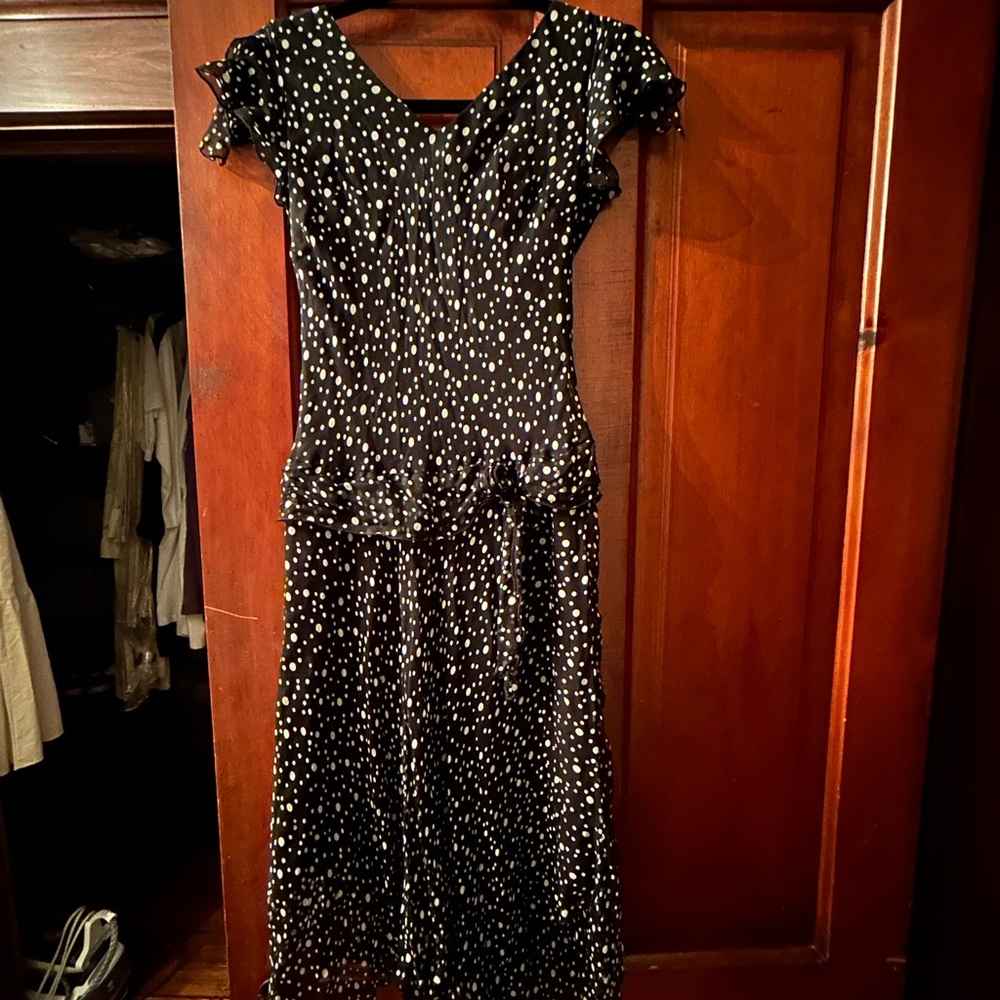 R&M Richards Black and White Speckled Midi Dress